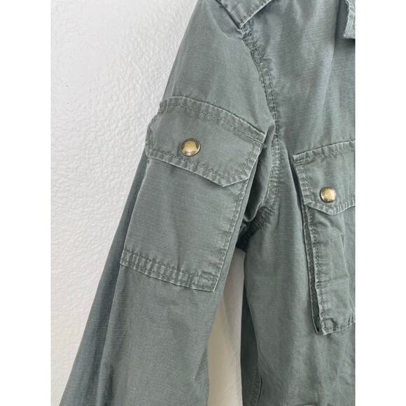 H&M Jacket Mens M Army Military Utility Indie Grunge Oversized Full Zip Khaki - Picture 10 of 14